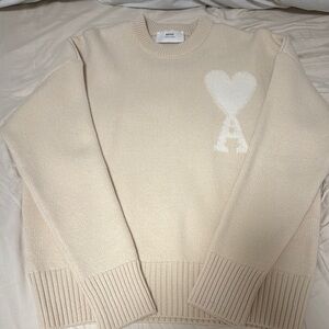 Ami Paris Beige/Vanilla Heart Sweater